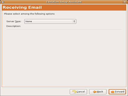 Declaring the type of email server in Evolution.