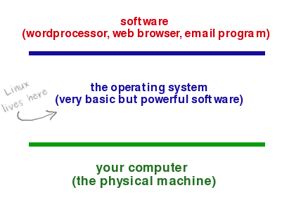 Where Linux runs on a computer as an
 operating system