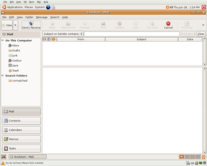First view of email window in Evolution.