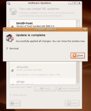 Ubuntu update is completed